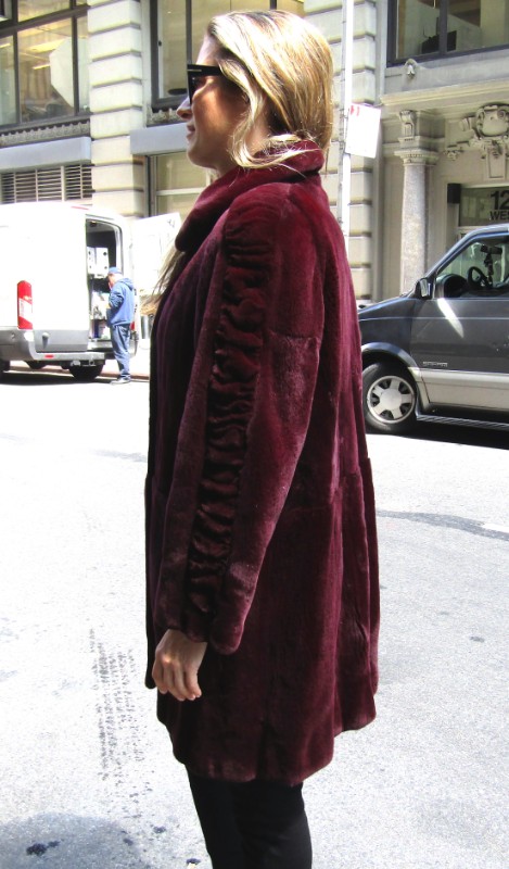 Burgundy swing clearance coat