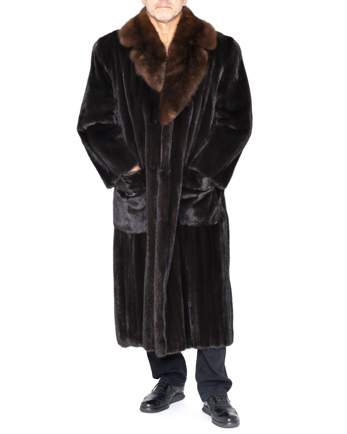 Pre-Owned Men's Natural Ranch Mink Coat w/ Oversized Sable Collar ...