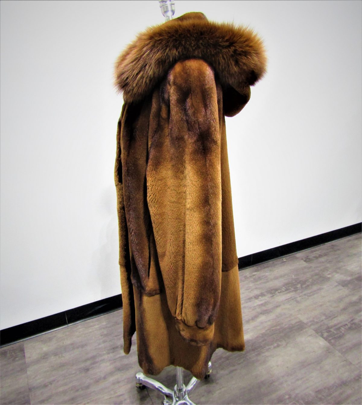 Sheridan Danish Mink Fur Coat with Fox Fur Hood