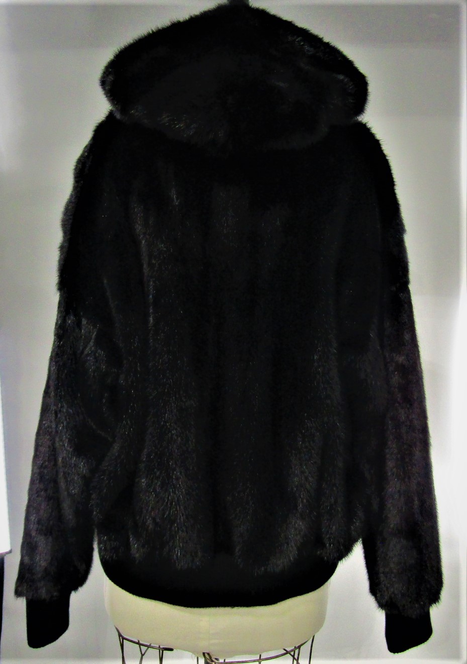 Ladies Mink Fur Bomber Jacket with Hood – Black – DS Online