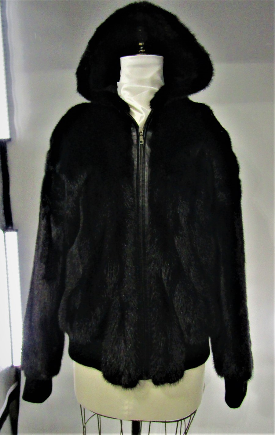 REVERSIBLE BLACK SHEARED & UNSHEARED BLACKGLAMA MINK FUR BOMBER JACKET –  The Real Fur Deal