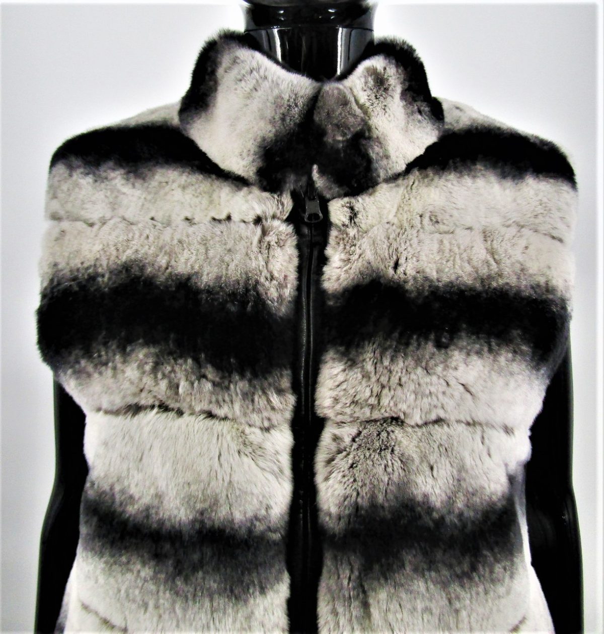 Milan Knit Rex Rabbit Fur Vest in Black Frost